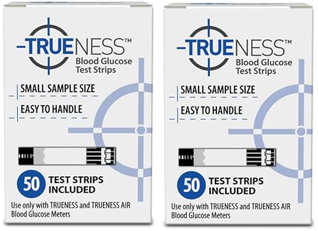 TRUENESS Blood Glucose Test Strips, TRUENESS Family of Self Monitoring Blood Glucose Meters, 100 Count (2, 50-Count Boxes)