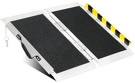 2FT Portable Wheelchair Ramp, Non-Slip Aluminum Folding Handicap Ramp, 800 LBS Capacity Door Threshold Ramps for Home Steps, Scooter Ramps for Car, Doorways, Curbs, Stairs, Cart, Wheel Chair Ramp Step