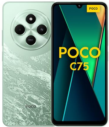 XIAOMI POCO C75 4G Green-Smartphone 8+256GB, 2.0GHz, Immersive 6.88 display, Massive 5160mAh battery, Clear 50MP AI dual camera, Powerful octa-core processor (UK Version + 2 Years Warranty)