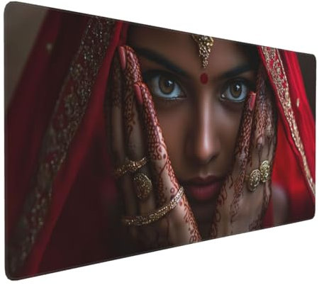 Gaming Mauspad XXL Frau Mousepad 800x400x4mm Indien Verlängertes Mauspad Schreibtischauflage,Genähte Kanten Mauspad,Verbessert Präzision und Geschwindigkeit Wasserdicht Geeignet für Büro und Spiele