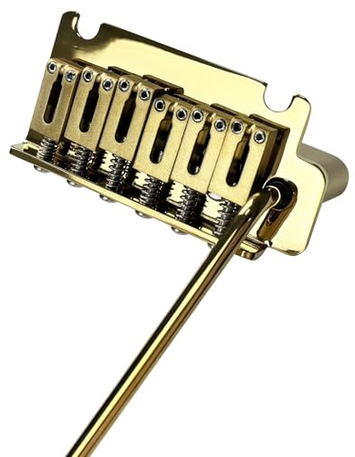 OVSAL 10.5mm Electric Guitar Bridge Vacuum Gold 2 Point tremolo bridge Brass Block Stainless Steel Saddles Plate Electric Guitar Bridge 6 String Start Stratocaster