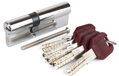 APECS CodeDeco ZM-100(50/50) - Serratura di sicurezza per porta d'appartamento, doppio cilindro, 100 (50/50) mm, con 5 chiavi, cromato