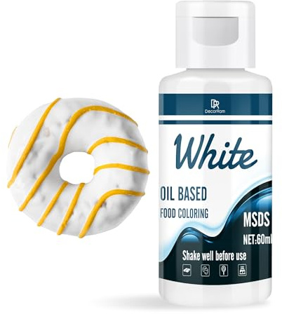 Colorante Alimentario en Base Aceite para Chocolate - Colorante Liposoluble Vibrante para Candy Melts, Repostería, Decoración de Tartas - Versión para Glaseado, Fondant, Manualidades - 60ml(Blanco)
