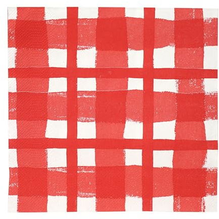 Talking Tables 20 x Red Gingham Disposable Napkins, Recycled Checkered Paper Serviettes for Picnics & Al Fresco Summer Dining Eco-Friendly for Birthday Easter, Weddings, BBQ, Decoupage 3ply 33cm