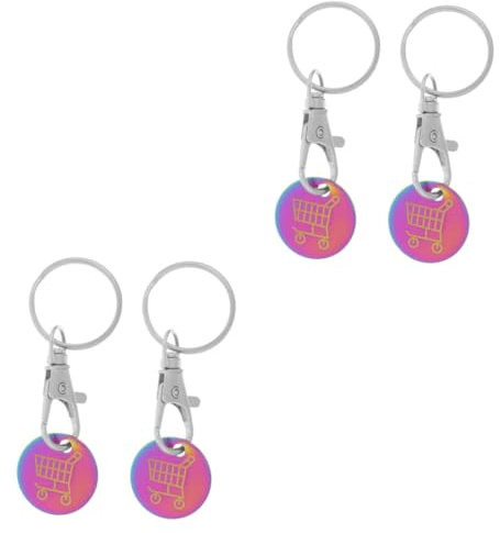 Operitacx 4pcs Keyring Shopping Trolley Token Keychain Coin Holder for Carabiner Metal Keyring Trolley Tokens Pendant