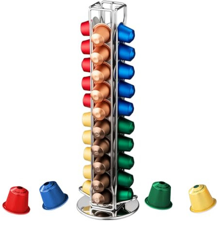 shoxil Coffee Pods Holder Stand for Nespresso Capsules,360° Rotating Coffee Pod Storage for 40 Capsules – Space-Saving Coffee Station Organizer