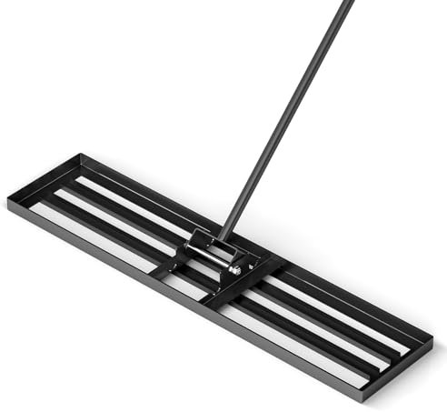 RELAX4LIFE Rastrello da Giardino 75/91/106cm, Rastrello Livellatore per Prato, Attrezzo da Giardino in Metallo per Livellare il Terreno e la Sabbia del Prato (106 x 25 cm, Nero)