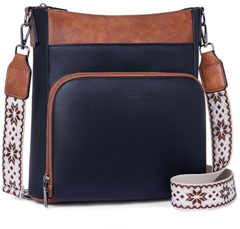 Roulens Umhängetaschen für Damen, Weiches Veganes Leder Mittelgroße Crossbody Bags, Schulterhandtasche mit Reißverschluss Geldbörsenfach auf der Vorderseite