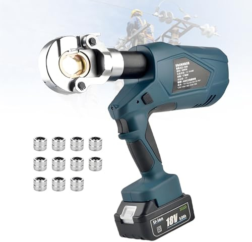 EpyGnom Pince à Sertir Hydraulique Rechargeable Electrique pour Borne en Cuivre et Aluminium Outil de Sertissage de Câble Alimenté Sertisseuse Plomberie sur Batterie avec Matrices EZ300