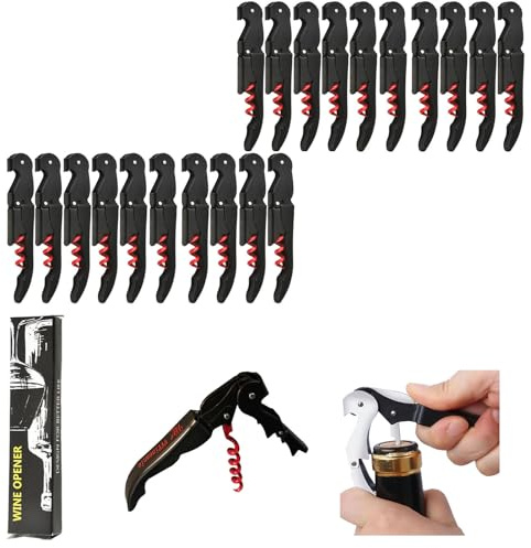 Abridor de Botellas de Vino,70G Engrosado Acero Inoxidable Doble Bisagras Llave con Lámina Cutte Para Camareros de Restaurante, Camarero Profesional Sacacorches Vino Abredores Conjunto (10PCS, Rojo)