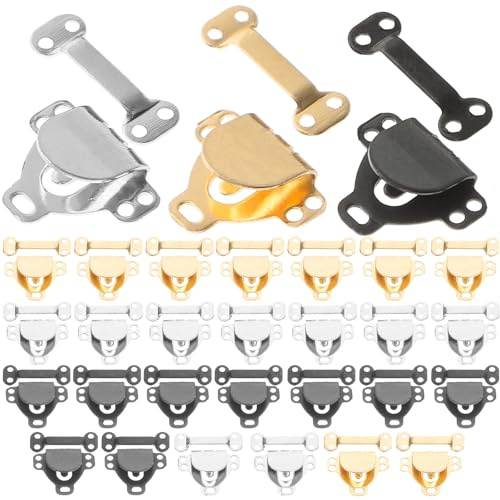 Toyvian Lot de 30 set de sets de Crochets Métalliques pour Pantalons Agrafes et Œillets de Couture Ajusteur de Bouton Couleurs Noir Cuivre Ancien Argenté et Doré pour Vêtements et