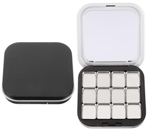 VINTORKY Palette de Maquillage Vide Magnétique 12 Compartiments, 2 Pièces en Plastique Abs Noir Mat, Pot de Fard à Paupières Rechargeable, Plateau Compact pour Maquillage des Yeux et