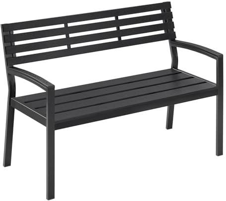 WOLTU Gartenbank Metall Wetterfest für 2-3 Sitzer, 115cm, Armlehne