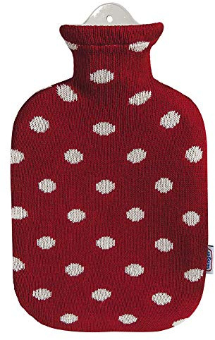 Sänger Gummi-Wärmflasche mit Strickbezug aus Baumwolle (Feuerrot)