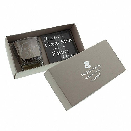 UniqueChic Amore by Juliana Whisky Glass & Coaster Father of The Groom Wedding Set WG572