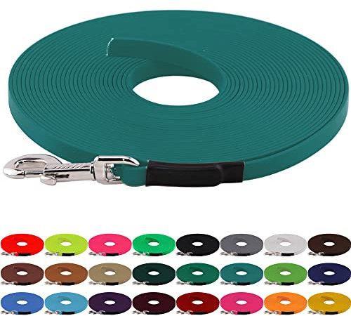 LENNIE BioThane Schleppleine, 13mm, Hunde 15-25kg, 20m lang, ohne Handschlaufe, Petrol/Teal, genäht