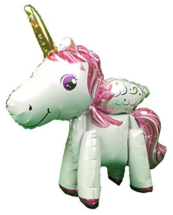 ballonfritz® Walking Einhorn Unicorn Ballon - Regenbogenflügel Folienballon 60x60x20cm als Geburtstagsgeschenk, Party-Deko oder Überraschung für die Freundin