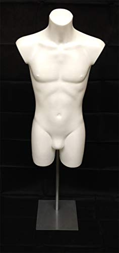 Manichino per abbigliamento sportivo da uomo, bianco, per abbigliamento, costumi da bagno, moda e accessori da bagno, fornito con supporto da pavimento in metallo