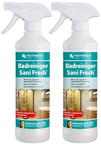 HOTREGA Badreiniger Sani Fresh 1000 ml - Gebrauchsfertiger, materialschonender Kalk- & Seifenentferner für Bad & WC
