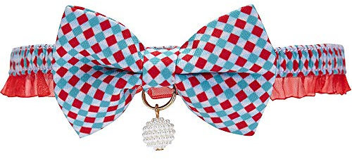 Anjing 2 Stück Fliege Katzenhalsband Spitze Choker Halskette mit Fliege und Perle Charm Sicherheit Elastic Stretch Halsband für Katzen
