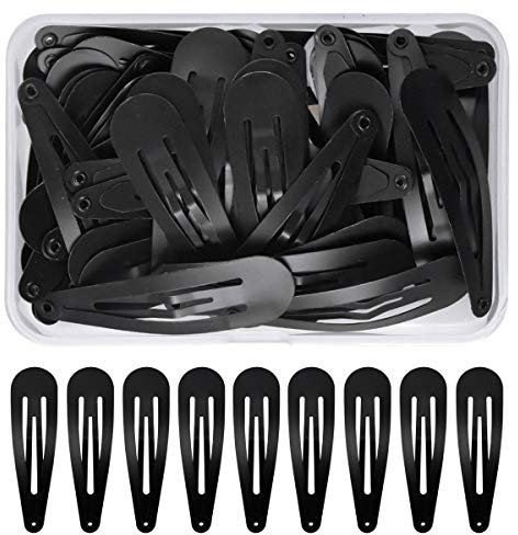 NATUCE 50 Stück Haarspangen Schwarz, 5CM Haarspangen Mädchen, Haarclips Werden, Kinder Haarklammern, Haar Clips Metall, Haarschmuck Hairclips, Haarspange für Mädchen, Kinder und Damen