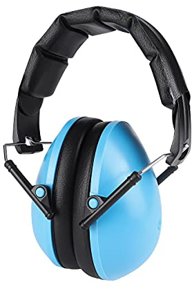 Qchomee Kids Ear Defenders Noise Cancelling Muffs Children Reduction Shield Foldable Hearing Protector Sound Autism Headphones Adjustable Padded Safety Earmuffs for Toddlers Baby, Blue, M