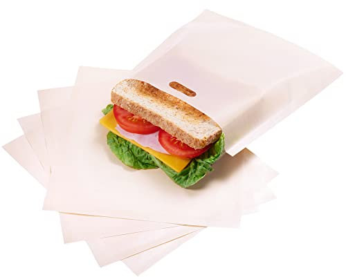 GOURMEO Reusable Toastie Bags for Toaster - Set of 10-17 x 19 cm - Nonstick Sandwich or Pizza Pockets - Dishwasher Safe Bag Pack for Microwave Grill or Baking