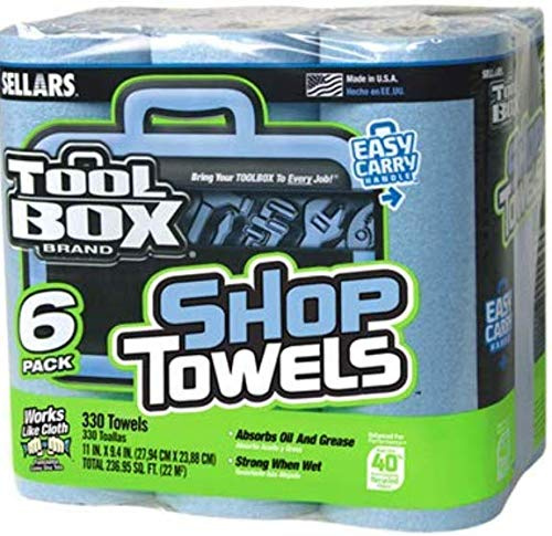 Sellars Wipers & Sorbents 5441602 Blue Shop Towels, 2 Set of 6-Roll Pack - Quantity 1, 2 Set of 6 roll blue