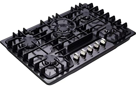 Anlyter 30 Inch Gas Cooktop, 5 Burners Built-in Stovetop, Stainless Steel LPG/NG Convertible Stove, Dual Fuel Sealed Hob - Black