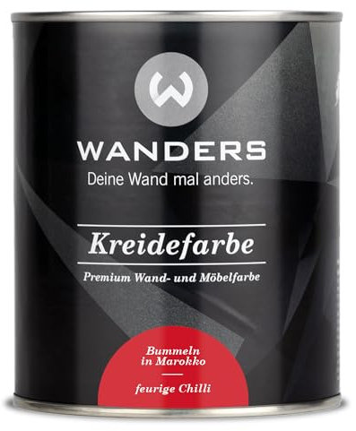 Wanders Shabby Chic Kreidefarbe 750 ml - Feurige Chili/Kräftiges Rot - Küchenmöbellack und Möbelfarbe ohne Schleifen. Chalk Paint, für Holz & mehr. Hohe Deckkraft, schnell trocknend