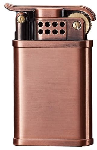 Mechero queroseno vintage, encendedor de gasolina de llama suave a prueba de viento, encendedor de trinchera vintage, encendedor de llama clásico reutilizable, for cigarros/cigarrillos(Rose gold)