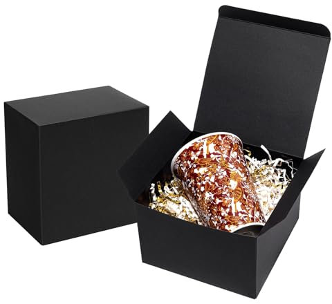 Wowxyz Schwarze Geschenkboxen mit Deckel für Geschenke, 15,2 x 15,2 x 10,2 cm, für Trauzeugen, Antrag, Karton, kleine Boxen für Hochzeit, Geburtstag, Urlaub, Valentinstag, Geschenkverpackung, 15 Stück