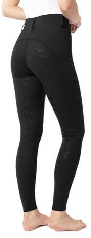 HORZE Dea Gambali da Equitazione da Donna, Pantaloni da Equitazione con Seduta Completa, Passanti per la Cintura e Tasca per Il Cellulare, Nero, 38