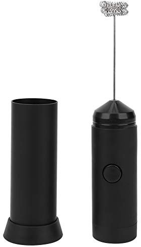 Espumador De Leche De Mano, Espumador De Leche Eléctrico Mini Batidor Eléctrico Con Pilas Batidor De Huevos De Acero Inoxidable Mini Mezclador De Bebidas Para Lattes Capuchino Negro