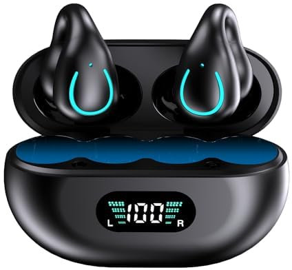Open-Ear Wireless Headphones Bluetooth Clip On Mini Earbuds Charging Case Ear buds Sports Bone Conduction Headphones Bluetooth Earphones for Workout Driving Walking TV Phone Laptop Music