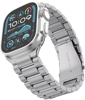 ARTCHE Titanium Watch Strap for Apple Watch 49mm/46mm/45mm/44mm, Compatible with iwatch Strap Ultra3/Ultra2/Ultra Series 11/10/9/8/7/SE3/SE2/SE/6/5/4, Stainless Steel Sports Band for Men, Titanium