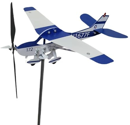 Wetterfahne für Flugzeuge, Metall-Wetterfahnen, Flugzeug-Windspinner, Windrichtungsanzeiger, Metall, Flugzeug, Schwimmer, Windmühlen für den Hof, Gartenpfähle, Ornamente