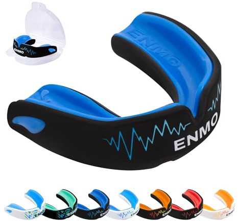 Enmo Maxilla Pro Gum Shield - Adult & Junior 10+ Mouth Guard with Case for Rugby, Boxing, Hockey and Contact Sports - Mouthguard with Boil & Bite, Breathing Channel Tech, Triple Layer