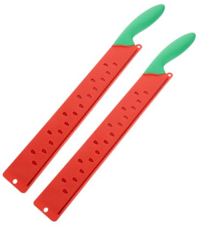 MAGICLULU Cuchillos Cortadores De Sandía y Melón 2 Piezas Acero Inoxidable Filo Serrado Mango Alargado Para Cortar Frutas Naturales Cocina Familiar