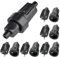 Sporgo Lot de 5 fiches Schuko : fiche 230 V IP44 - Prise de contact de protection avec protection anti-torsion - Coupleur en caoutchouc 2 broches 16 A et 3,7 kW - Pour l'extérieur - Noir - 230 V