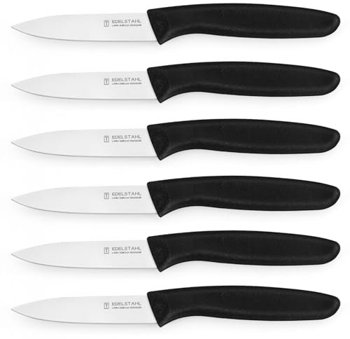 targzier Gemüsemesser 6 Stück,gerades Obstmesser, Schälmesser Aus Edelstahl,ultrascharfes Gemüse- Und Obstmesser,Küchenmesser Mit Schwarzem Kunststoffgriff,spülmaschinenfest (schwarz)
