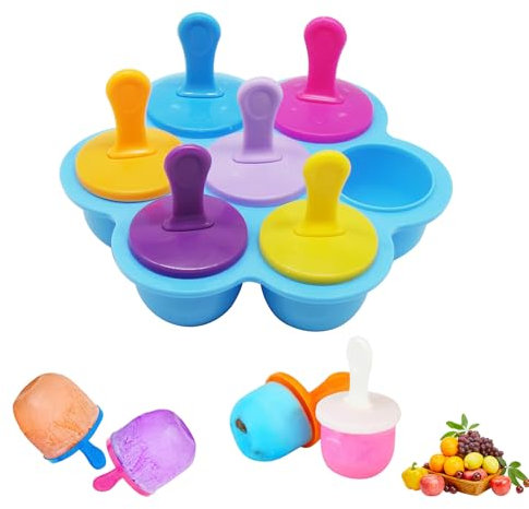 Fengyang® Multifuncional Moldes De Paletas, Mini Moldes Helados Silicona, Mini Popsicle Mold Sin BPA, Reutilizable Poleras Helado, para Bebés, Hielo, Chocolate, Paletas De Hielo, Helado (blue)