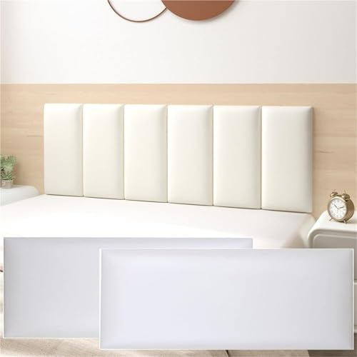 Tophacker Peel and Stick Headboard White Upholstered Wall Panels,3D Anti-Collision Wall Panel,30x60cm Self-Adhesive Bedroom/Living Room Upholstered Wall Pane