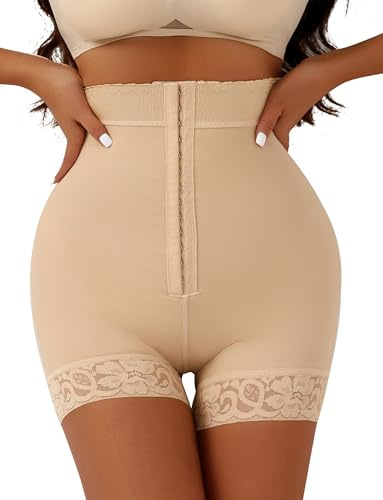 AIEOE Shapewear för kvinnor, magkontroll, korsetyp: vadderad bodytrosa, hög midja, magkontroll, kroppsformare med korsett, Beige, M