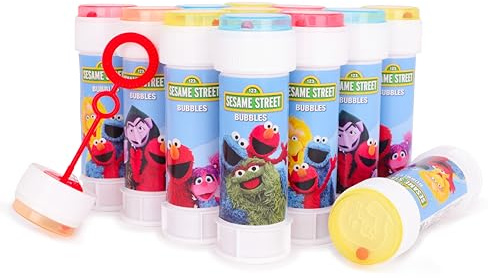 Toyland® Paket med 12 Sesame Street-bubblor med trollstavar, 60 ml lösning och labyrintlock - Fickpengar och partypåselekser