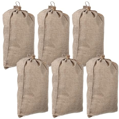 TOYZFRIENDY Sacchetti di Iuta Coulisse 20x30 Cm in Juta Naturale Traspirante per Conservazione Verdure e Patate, Borsa Riutilizzabile Ecologica per Alimenti, Set da 6 Pezzi per Cucina