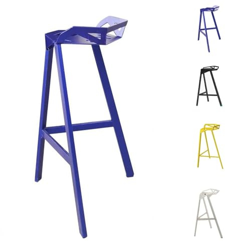 MACAGGTNTU Taburete De Bar De Metal, Apilable Silla Alto, 65cm 75cm Silla De Mostrador Portátil Silla De Comedor para Adultos Salón Bar(Blue,65cm/25.5in)