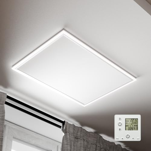 Radi8 Industries Far Infrared Electric Panel Heater | Low Energy Ceiling Mounted, With LED, Wifi/Thermostat, (1080x630mm) 700W (220-240V/50Hz), UK-Brand