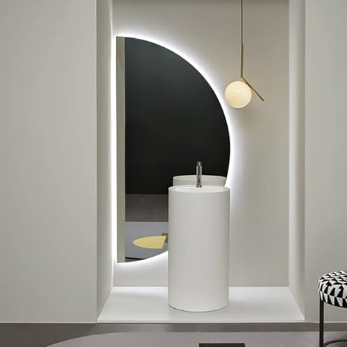 ZYBOWAYL Specchio da Bagno da Parete Intelligente Retroilluminato Senza Cornice con Luci LED,80/100/120cm Specchio per Trucco Antiappannamento a Mezzaluna(Left Cut,100cm/40inch)
