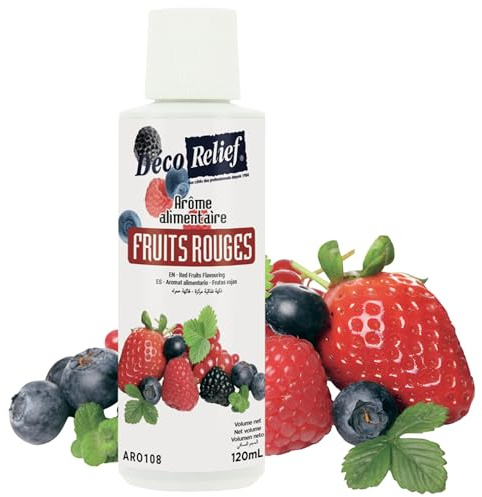 Déco Relief - Arôme Liquide Goût Fruits Rouges 120 ml - Arôme Alimentaire Pâtisserie & Yaourtière - Pour Gâteaux, Pâtisseries, Yaourts - Arôme Concentré - ARO108